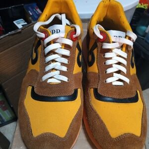 Men's Casual Suede & Canvas OPP France Sneakers - Brown/Yellow